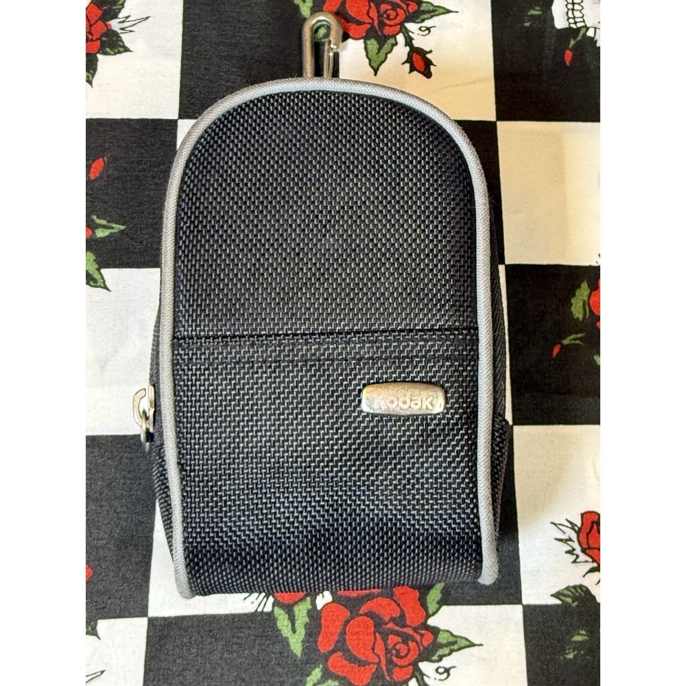 Kodak Compact Camera Case‎ Pouch Black Gray Zippered Clip-On 3.5x5.5"